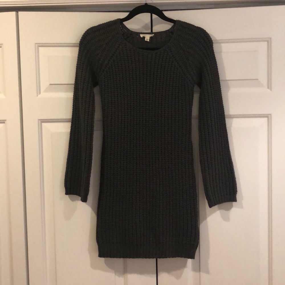 Knit sweater dress with lower back cutout